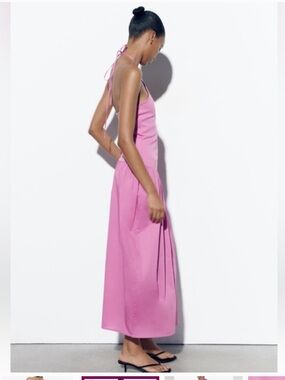 Zara pink combination halter dress drop waist style size M